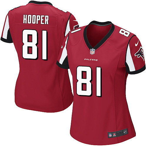 Nike Falcons #81 Austin Hooper Red Team Color Women's Stitched NFL Elite Jersey